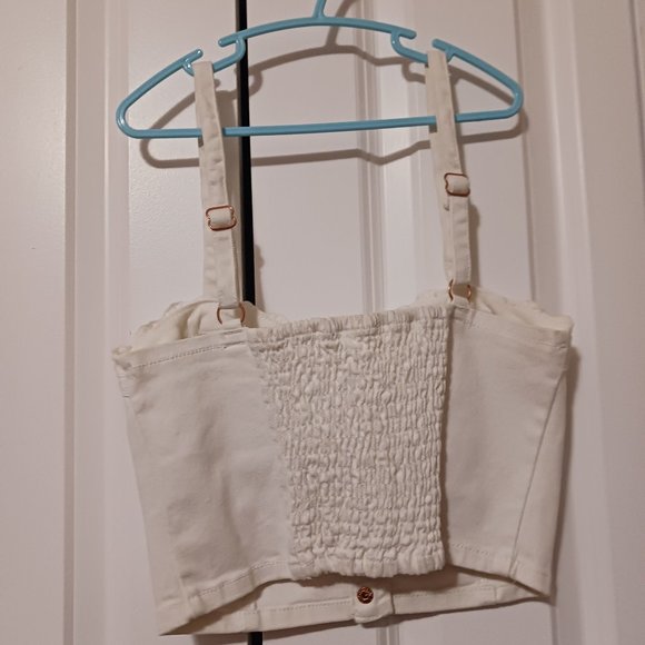 White Denim Bustier Top - Picture 2 of 2